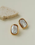 Geometric Baroque Pearl Square Earrings