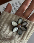 Gray Mother of Pearl Flower & Agate Brooch - floysun