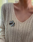 Gray Mother of Pearl Flower & Agate Brooch - floysun