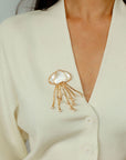Gray & White Mother - of - pearl Glass Jellyfish Brooch - floysun