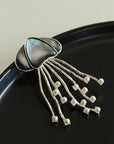 Gray & White Mother - of - pearl Glass Jellyfish Brooch - floysun
