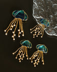 Gray & White Mother - of - pearl Glass Jellyfish Brooch - floysun