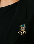 Gray & White Mother - of - pearl Glass Jellyfish Brooch - floysun