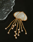 Gray & White Mother - of - pearl Glass Jellyfish Brooch - floysun