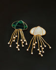 Gray & White Mother - of - pearl Glass Jellyfish Brooch - floysun