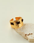 Handcrafted Color-Thread Open C-Ring Gold and black