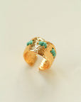 Handcrafted Color-Thread Open C-Ring Gold and green