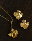 Handcrafted Four-Petal Flower Earrings with Freshwater Pearl