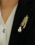 Landscape Lava Series Large Baroque Pearl Brooch - floysun