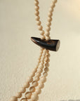 Long White Howlite & Horn Pendant Necklace