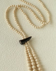 Long White Howlite & Horn Pendant Necklace