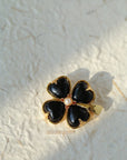 Lucky Clover Black Agate Brooch - floysun