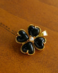 Lucky Clover Black Agate Brooch - floysun