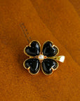 Lucky Clover Black Agate Brooch - floysun