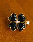 Lucky Clover Black Agate Brooch - floysun