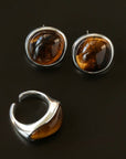 Melange Tiger’s Eye Stud Earrings - floysun