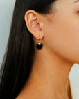 Minimalist Oval Drop Earrings with Black Onyx / White Mother-of-Pearl