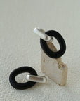 Minimalist Silver & Ebony Geometric Drop Earrings (Detachable Design)
