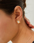 MOP Square Photo Frame Earrings - ORE Jewelry