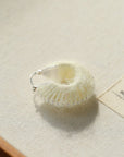 Morandi Fuzzy Yarn Hoop Earrings Snow-white & Silver