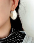 Morandi Fuzzy Yarn Hoop Earrings