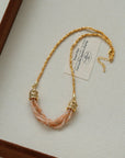 Natural Stone Multi-Layer Twist “Smile” Necklace Sunstone