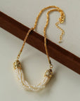 Natural Stone Multi-Layer Twist “Smile” Necklace Freshwater Pearls
