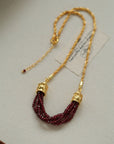 Natural Stone Multi-Layer Twist “Smile” Necklace Garnet