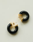 Natural Tiger’s Eye & Red Stone & Black Onyx Hoop Earrings - floysun