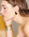 Natural Tiger’s Eye & Red Stone & Black Onyx Hoop Earrings - floysun