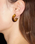 Natural Tiger’s Eye & Red Stone Hoop Earrings - floysun