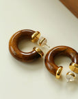 Natural Tiger’s Eye & Red Stone Hoop Earrings - floysun