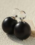 New Oriental Ebony Double-Sphere Stud Earrings Transparent Glass Earrings