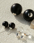 New Oriental Ebony Double-Sphere Stud Earrings