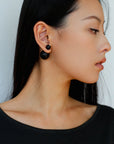 New Oriental Ebony Double-Sphere Stud Earrings