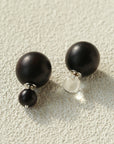New Oriental Ebony Double-Sphere Stud Earrings