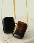 Niche Square Tiger's Eye Stone Long Chain Necklace - floysun