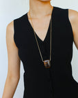 Niche Square Tiger's Eye Stone Long Chain Necklace - floysun