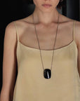 Niche Square Tiger's Eye Stone Obsidian Long Chain Necklace - floysun