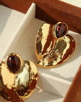 Red Tiger's Eye Heart Stud Earrings - floysun