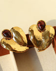 Red Tiger's Eye Heart Stud Earrings - floysun