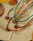 Sandalwood Floret Red Agate Speckled Stone Tube Beads Beaded Necklace - floysun
