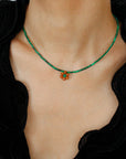 Sandalwood Floret Red Agate Speckled Stone Tube Beads Beaded Necklace - floysun