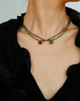 Sandalwood Floret Red Agate Speckled Stone Tube Beads Beaded Necklace - floysun