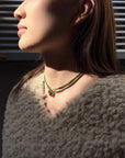 Sandalwood Floret Red Agate Speckled Stone Tube Beads Beaded Necklace - floysun