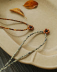 Sandalwood Floret Red Agate Speckled Stone Tube Beads Beaded Necklace - floysun