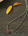 Sandalwood Floret Red Agate Speckled Stone Tube Beads Beaded Necklace - floysun