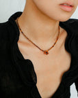 Sandalwood Floret Red Agate Speckled Stone Tube Beads Beaded Necklace - floysun