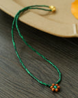 Sandalwood Floret Red Agate Speckled Stone Tube Beads Beaded Necklace - floysun