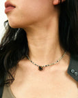 Sandalwood Floret Red Agate Speckled Stone Tube Beads Beaded Necklace - floysun